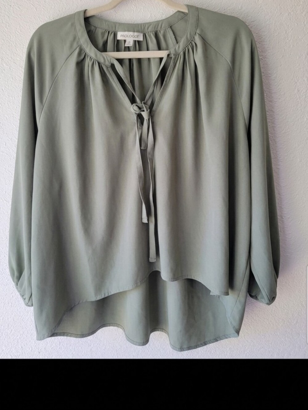 Prologue Sage Green Tie-Neck Women’s Blouse